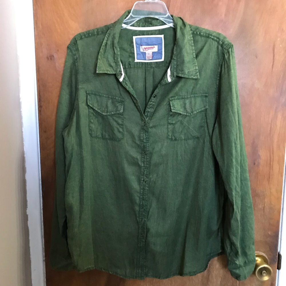 Jcpenney green button up